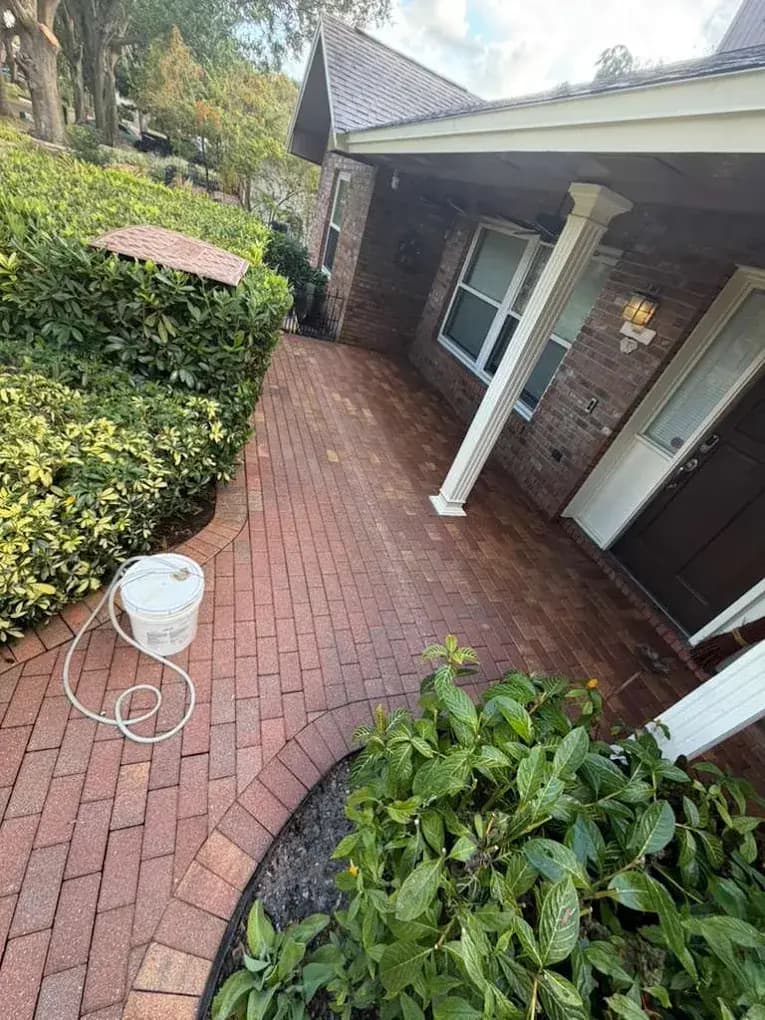 Paver porch and entry after cleaning