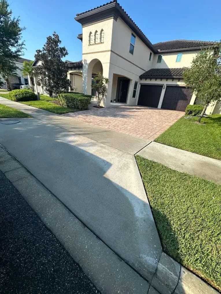 Sidewalk and paver driveway cleaning