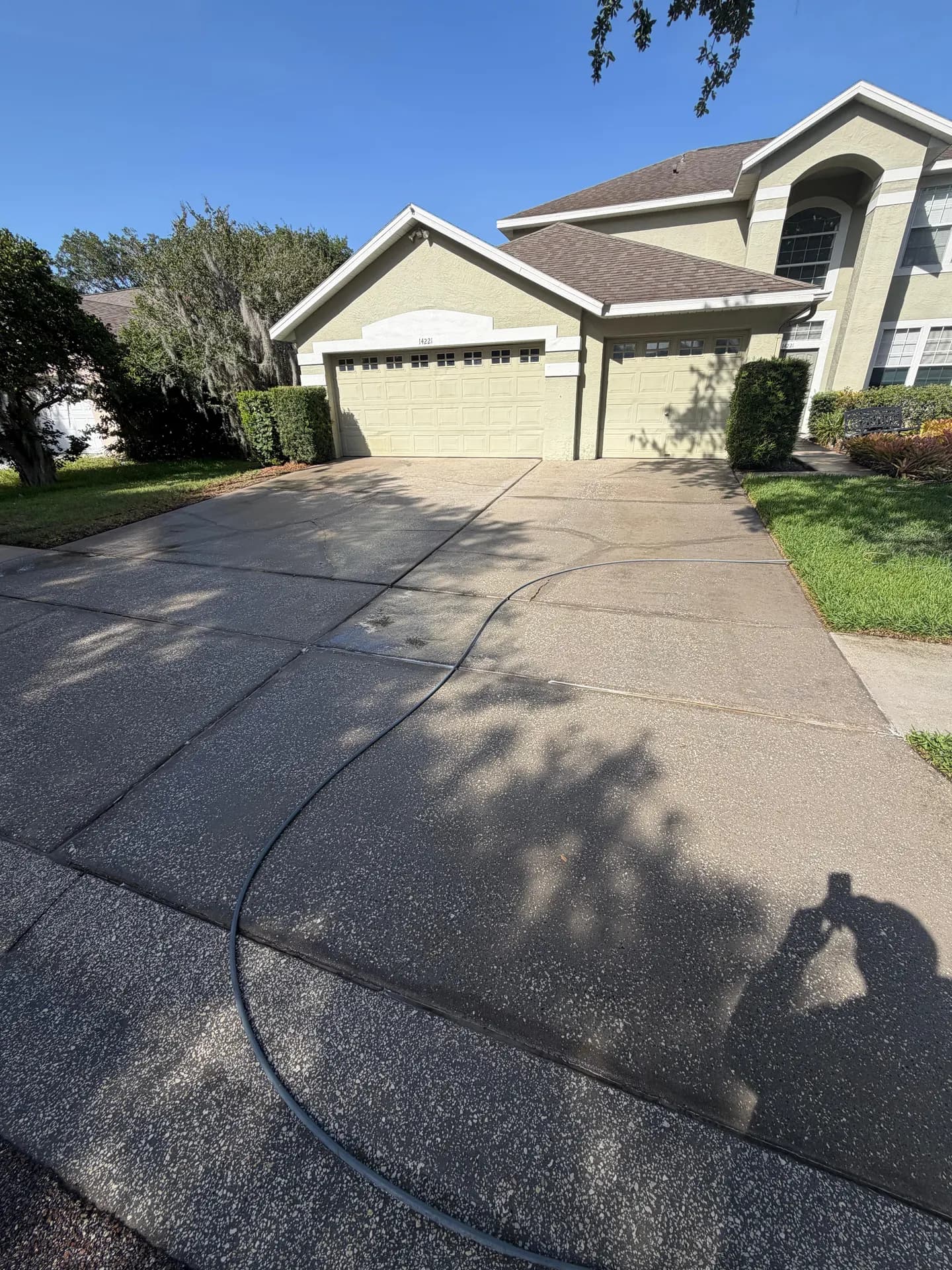 Residential gutters and downspouts after a Guns N Hoses cleaning visit