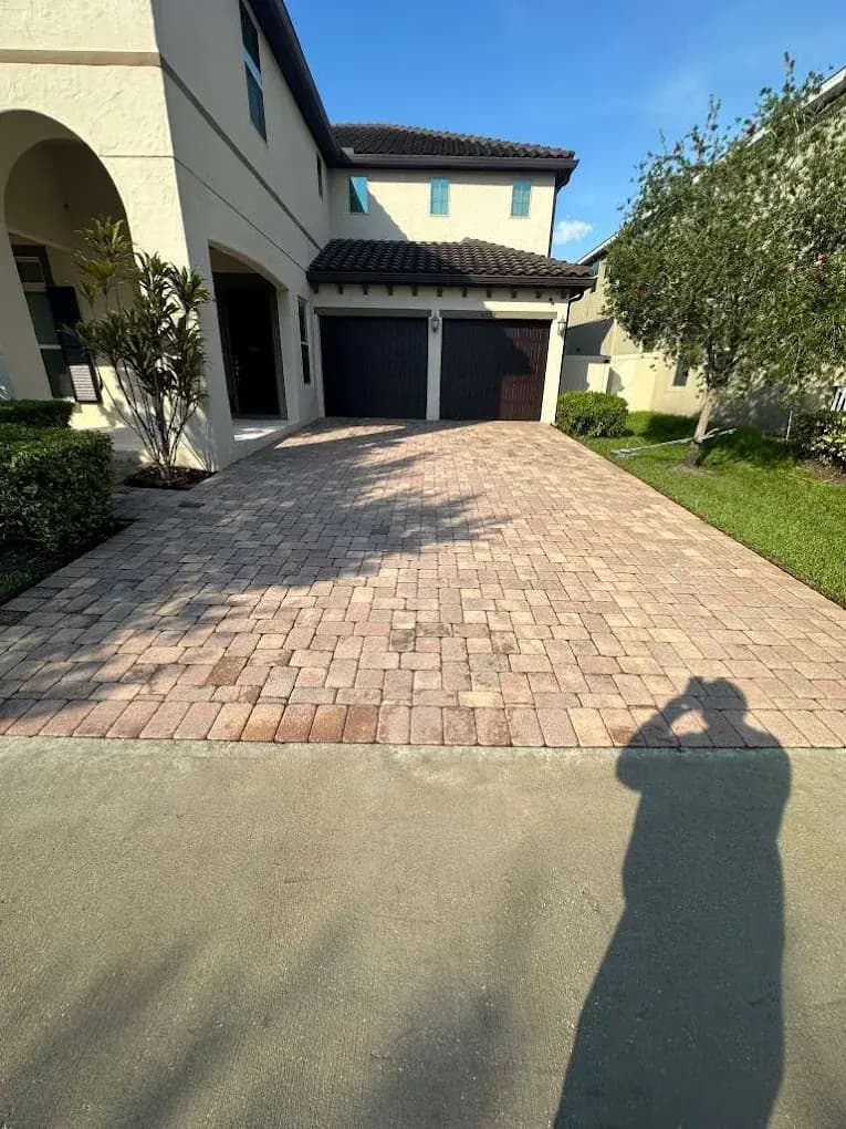 Paver courtyard after pressure washing