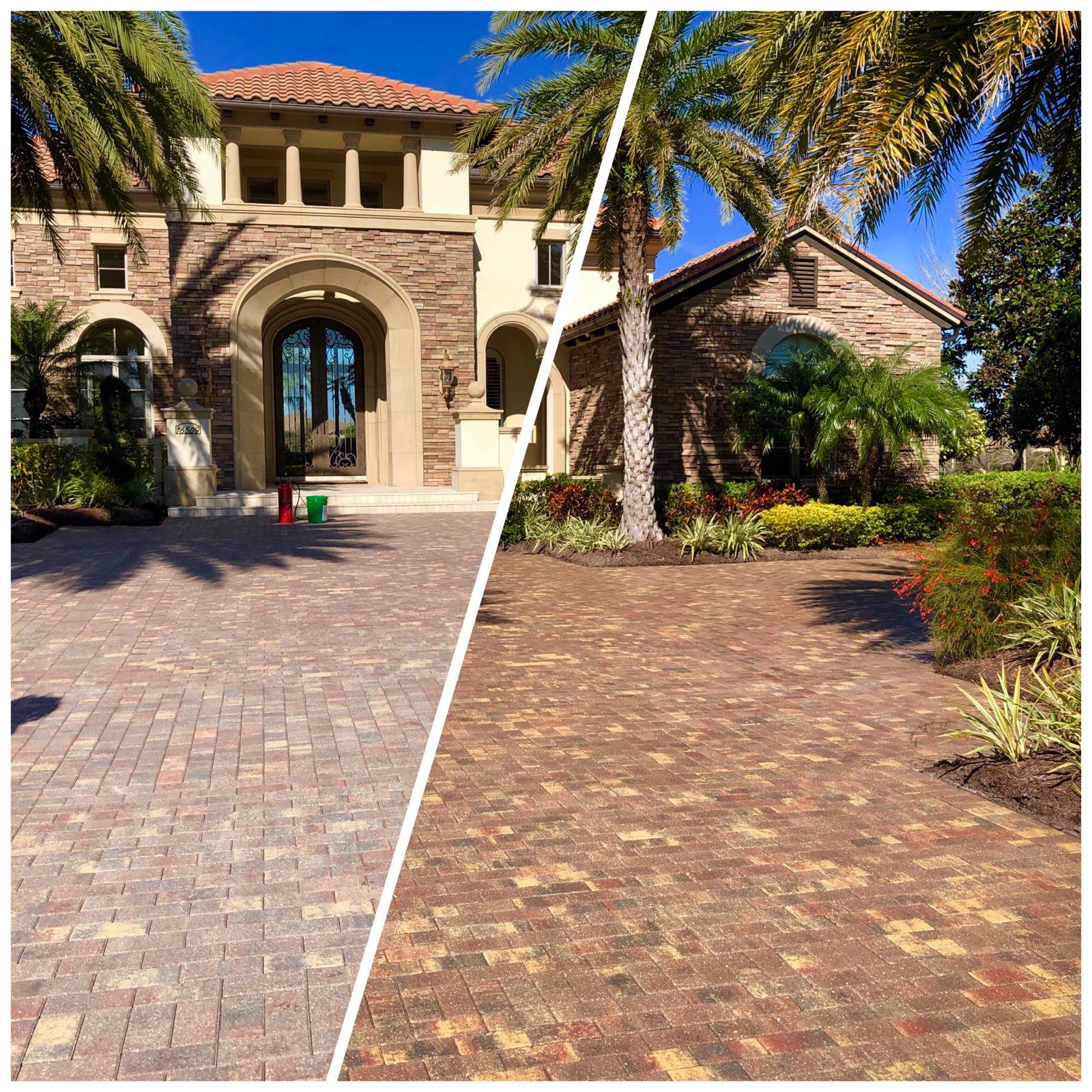 Before and after paver sealing - Multiple properties